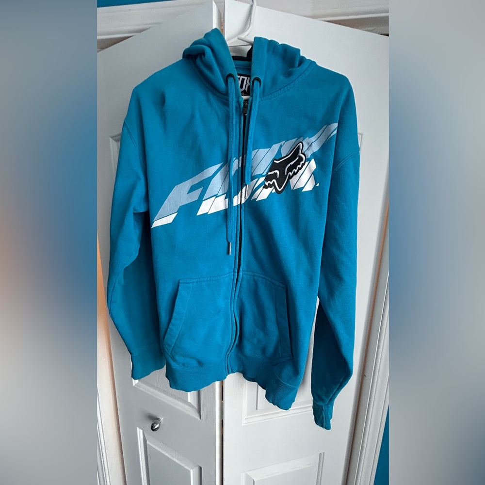 Fox Teal Zip-Up Hoodie